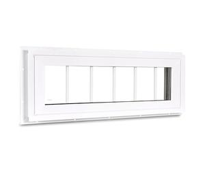 COLORPAPA Ventana de popa de vinilo, 25.4 x 91.4 cm, ventana fija de doble panel con rejillas y vidrio templado para casa, sobre puertas, garaje, pasillos (blanco)