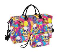 ColorRecord Rock Skull - Bolsa decorativa para llevar durante la noche, gimnasio, deportes, bolsa de aseo para gimnasio, impermeable, bolsa para llevar durante la noche