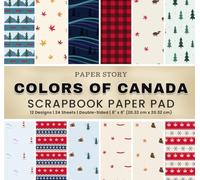 Colors of Canada: 8"x8" Double-Sided Scrapbook Paper Pad with Patterns featuring Traditional Canadian Designs for Scrapbooking, Origami, Junk Journals, and Crafts