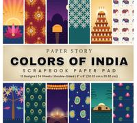 Colors of India: 8"x8" Double-Sided Scrapbook Paper Pad with Patterns featuring Traditional Indian Designs for Scrapbooking, Origami, Junk Journals, and Crafts