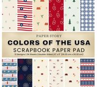 Colors of the USA: 8"x8" Double-Sided Scrapbook Paper Pad with Patterns featuring Americana Designs for Scrapbooking, Origami, Junk Journals, and Crafts