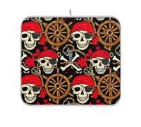 Colors - Tapetes de secado de platos, superabsorbentes, a prueba de calor, calaveras piratas, color rojo, negro, para encimera de cocina, 18 x 24 pulgadas