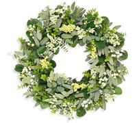 colorspec Corona de eucalipto grande, COLORSPEC 60 cm/24 pulgadas Corona de puerta de boj para todo el año, coronas de verano y primavera para todas las estaciones para puerta de entrada, exterior, in