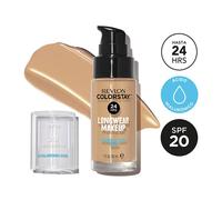 REVLON - ColorStay Makeup, Base de Maquillaje SPF 20 con Ácido Hialurónico, Sin Aceites, 24 h de Duración, Acabado Natural, Resistente al Agua, para Piel Normal y Seca, Tono 240, Medium Beige - 30 ml