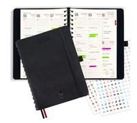colortouch Agenda diaria 2026 en inglés, organizador de diario A5, calendario de libros, planificador mensual, carpeta de anillos de intervalos de 30 minutos con 2 hojas de calcomanías, agenda de 14