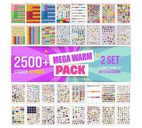 colortouch Juego de pegatinas - 2500 unidades, 32 hojas de pegatinas para planificador mensual - Organizador de pegatinas para calendario, agenda, diario, cuaderno - Álbum de pegatinas, decoración