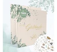 colortouch Libro de visitas de boda con preguntas, 104 páginas para rellenar con 325 diseños, pegatinas para boda, libro de bodas con tapa dura para bonitos recuerdos, pegatinas para libro de visitas