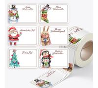 colortouch Pegatinas para escribir en Navidad, 250 unidades, pegatinas de Navidad, 37 x 55 mm, rollo rectangular de etiquetas de Navidad, pegatinas de Navidad para decoración de Navidad, bolsas de