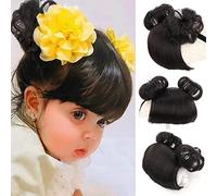 colorvay 1 diadema trenzada para peluca de bebé para niños, diadema con flequillo falso con hebilla para la cabeza, accesorios para el cabello COS (negro)