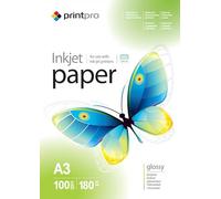 ColorWay PrintPro - Papel fotográfico brillante (180 g/m², A3, 100 hojas, secado instantáneo, resistente al agua, para todas las impresoras de inyección de tinta)