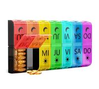 COLORWING Pastillero Semanal 2 Tomas Español, Pastillero Grande con 14 Compartimentos XL, Pastillero Diario para 7 Días, Organizador de Pastillas y Medicamentos, Perfecto para Uso en Casa y Viajes