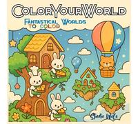 ColorYourWorld: Fantastical Coloring Book for Adults and Teens Featuring Magical Treehouses, Floating Cities, Cute Creatures and Relaxing Scenes for Mindful Coloring