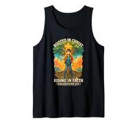 Colosenses 2:7 Arraigados en Cristo | Diseño Ilustrado de Fe Camiseta sin Mangas
