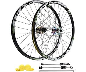 Colour,27.5inch,Ruedas De Bicicleta MTB 26 27.5, Ruedas De Bicicleta De Montaña 29, Freno De Disco 32H Y Bujes HG, Rueda Delantera 100X9mm / Rueda Trasera 135X10mm Compatible con 7-12 Velocidades