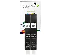 Colour Direct 2 x Photo Negro 364 XL Compatible Tinta Cartucho Reemplazo para HP Photosmart 5320, 5370, 5373, 5388, 5393, 6350, 6383, 7380. 7510, 7520, B8550, B8553, B8558, C5300, C5324, C5380, C5383, C5390, C6300, C6324, C6380, D5400, D5445, D5460, D5463, D5468, D7560