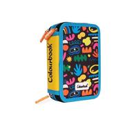 Colourbook 3Zip - Estuche escolar con 3 compartimentos, con bolígrafos, lápices y rotuladores, 44 unidades, Abstract, Estuche con 3 cremalleras