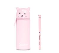Colourbook Gommy Pets - Estuche portalápices 2 en 1, silicona suave, portalápices de mesa, bolígrafo borrador azul incluido (gato)