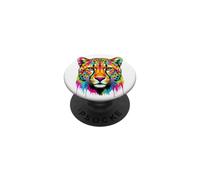 Colourful Cheetah Head in Vivid Shades Artistic Designed PopSockets PopGrip Adhesivo