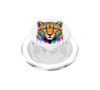 Colourful Cheetah Head in Vivid Shades Artistic Designed PopSockets PopGrip para MagSafe