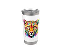 Colourful Cheetah Head in Vivid Shades Artistic Designed Vaso térmico de acero inoxidable de doble pared