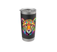 Colourful Cheetah Head in Vivid Shades Artistic Designed Vaso térmico de acero inoxidable de doble pared