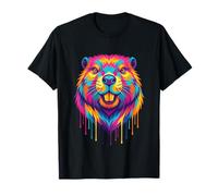 Colourful Cool Beaver Head in Vivid Shades Artistic Designed Camiseta