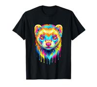 Colourful Cool Ferret Head in Vivid Shades Artistic Designed Camiseta