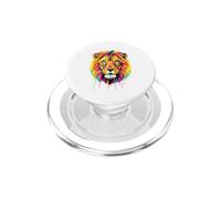 Colourful Cool Lion Head in Vivid Shades Artistic Designed PopSockets PopGrip para MagSafe