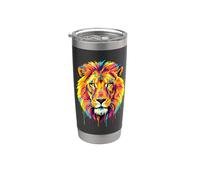 Colourful Cool Lion Head in Vivid Shades Artistic Designed Vaso térmico de acero inoxidable de doble pared