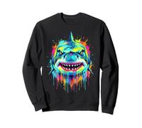 Colourful Cool Shark Head in Vivid Shades Artistic Designed Sudadera