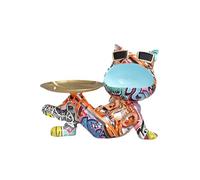 Colourful French Deco, Dog Deco Statue for Key Storage, Candy Jewellery, Earrings, Deco Key Bowl, with Tray,D Blue