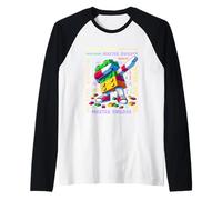 Colourful Master Builder Dabbing Blocks Bricks Builder Camiseta Manga Raglan