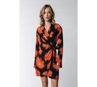 Colourful Rebel Dorin Painted Flower Mini Wrap Dress Mandarin Orange Talla: XXS | Mini Vestidos Outlet | Mujer | Naranja