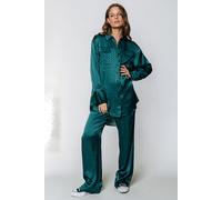Colourful Rebel Jada Allover Cr Satin Straight Pants Dark Green Talla: S | Pantalones Rectos Outlet | Mujer | Verde