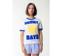 Colourful Rebel Sunny Days Ringer Boxy Tee Standard White Talla: S | Camisetas de Seda Outlet | Mujer | Blanco