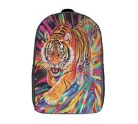 Colourful Tiger Mochila Infantil,Mochila Escolar Para Niños Mochila Escolar De Dibujos Animados En 3D Mochilas Escolares Anime Mochila 3D Estampado Mochila Bolsa De Viaje Para Niños Y Niñas 17inch