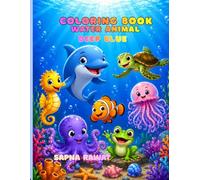 Colouring book ,water animal, Deep blu