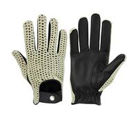 COLOURLINX Guantes de conducción de cuero para hombre, suaves, auténticos, clásicos, ingleses, sin forro, de algodón, con cuerda de ganchillo, para chofer, vintage, a la moda, Negro, M