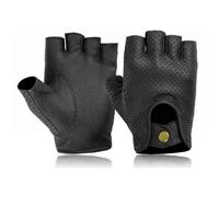 COLOURLINX Guantes de conducción unisex de piel auténtica sin dedos, medio dedo, para deportes al aire libre, gimnasio, ciclismo, motocicleta, silla de ruedas (negro, XL)