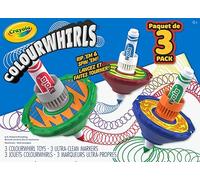 CRAYOLA ColourWhirls, la peonza de Colores, Juego con 3 peonzas, Colores Surtidos, desafíos para la Familia y Amigos, Juego y Regalo Creativo para niños, a Partir de 6 años, 74-7647