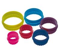 Colourworks Plastic Plain and Fluted Round Cookie Cutters, Multi-Colour, Set of Six