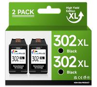 ColoWorld 302XL Cartucho de Tinta Negro,Cartuchos Negros 302 XL,para HP 302 302XL Cartuchos Compatible con HP Envy 4520 4523 4524 4527 DeskJet 2130 3632 3630 3636 Officejet 3830 3835 4650(2 Negro)