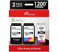 ColoWorld PG-560XL + CL-561XL Multipack, Cartucho de Tinta de Alto Rendimiento Canon 560 561, para Canon Pixma TS5350 TS5351 TS5352 TS7450 TS7451 TS5350a