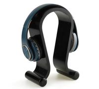 Colrid Soporte Auriculares Madera Nogal - Base Antideslizante Universal | Organizador Estético para Escritorio Hogar Oficina (Negro)