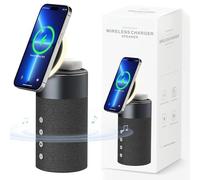 COLSUR Altavoz Bluetooth, Cargador Inalámbrico Magnético, Altavoz Inalámbrico Portátil con Luz Nocturna, Estación de Carga Inalámbrica 2 en 1 para 16/15/14/13/12 Series, AirPods Pro/4/3/2
