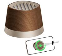 COLSUR Mini Altavoz Bluetooth Magnético con Cargador Inalámbrico para iPhone 16/15/14/13/12 Serie Portátil con Soporte para Móvil Estación de Wireless Charger, TWS (Vetas de Madera Oscura)