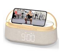 COLSUR Radio Despertador Digital con Carga Inalambrica, FM Radio con Puerto de carca USB, Pantalla LED Ajustable, Luz Nocturna, Bluetooth, Alarma de Temporizador de Apagado y Soporte para Teléfono