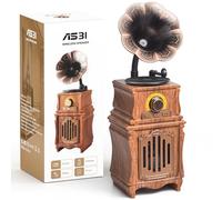 COLSUR Radio Vintage Retro Portatil FM/Am Pequeña de Madera Altavoz Bluetooth Pequeño Altavoz Portatil con Altavoz de 8W 1800mAh Soporte USB/TF/AUX