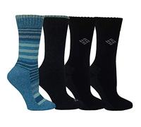 Columbia 4 Pack Moisture Control Crew Socks Calcetines, Azul fiordo/Negro, Talla única (Pack de 4) para Mujer
