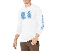 Columbia Americana Saltwater Fish Flag Long Sleeve Camiseta, Blanco con Tormenta, XL para Hombre